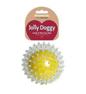 Игрушка для собак резиновая ROSEWOOD Jolly Doggy Мяч жёлтый 2 в 1 (38300/RW)