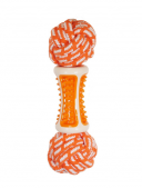 Игрушка для собак комбинированная ROSEWOOD "Кость веревочная с резиновым центром", оранжевая, 23см