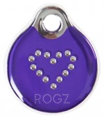 Адресник ROGZ  L фиолетовый с сердцем  (d 3,4см), пластик, (IDR34BJ)