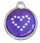 Адресник ROGZ  L фиолетовый с сердцем, (d 3,1см), металл, (IDM31BJ)