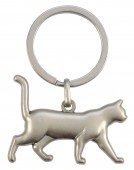 Брелок металлический "Гуляющий кот", серебристый 42х30 мм