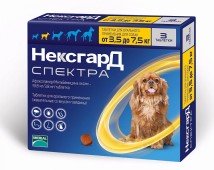 Жевательная таблетка Фронтлайн НЕКСГАРД СПЕКТРА для собак 3,5-7,5 кг (ЕВРОПА)