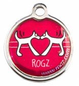 Адресник ROGZ  S красный "Собаки"  (d. 2см), металл, (IDM20BT) 