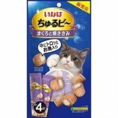 Лакомства для кошек INABA "Запеченные трубочки с начинкой куриное филе и желтоперый тунец" 10гр*4пакетика