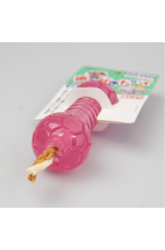 Игрушка Dental Toy для формирования прикуса и усиления зубов в форме гантели для собак средних и мелких пород, розовая