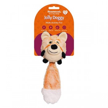 Игрушка для собак мягкая ROSEWOOD "Лиса с отключаемой пищалкой", оранжевая, 28см