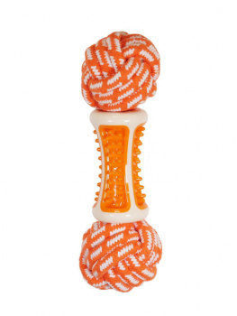 Игрушка для собак комбинированная ROSEWOOD "Кость веревочная с резиновым центром", оранжевая, 23см