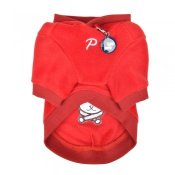 Новогодний свитер с капюшоном для собак PUPPIA "Blitzen", красный