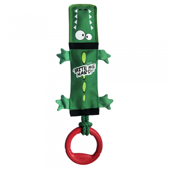 Игрушка для собак GIGWI Крокодил с пищалкой,веревкой и резиновым кольцом (75525)