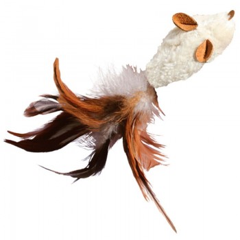Игрушка для кошек KONG "Мышь полевка с перьями" с кошачьей мятой, 15 см