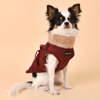 Куртка для собак со встроенной шлейкой PUPPIA "Donavan", красная