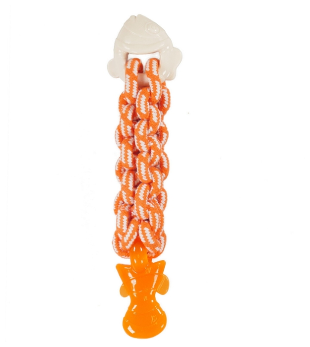 Игрушка для собак комбинированная ROSEWOOD "Рыбка с канатным центром", оранжевая, 28см