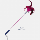 Игрушка для кошек JOYSER Cat Teaser Дразнилка на стеке c перьями розовая, 65 см (7058)