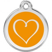 Адресник S (20мм) оранжевый с сердцем