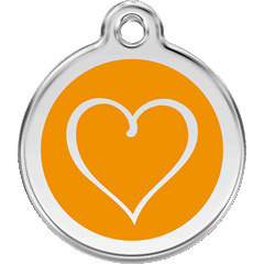 Адресник S (20мм) оранжевый с сердцем