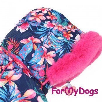 Комбинезон ForMyDogs черно-розовый "Цветы" для девочек (FW988-2021 F)